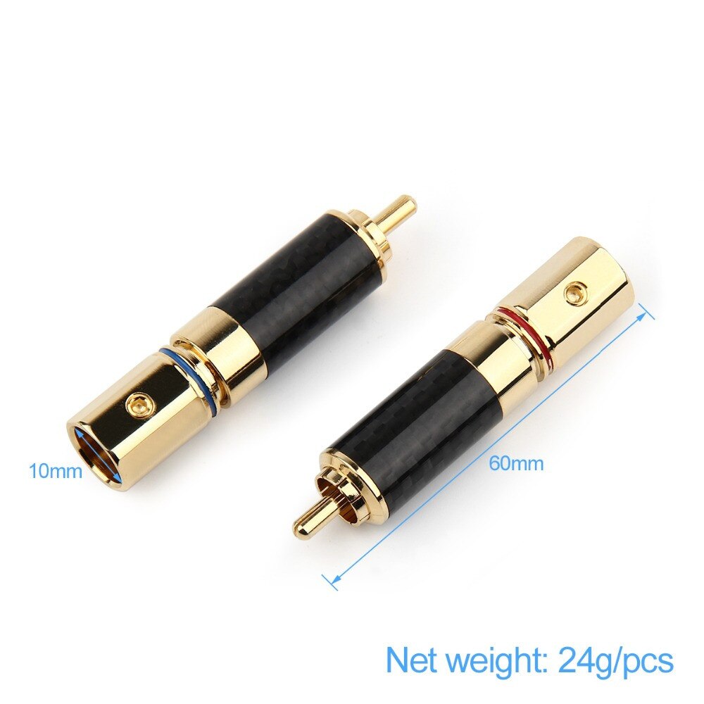 RCA HiFi Audio Jack Speaker Plug Carbon Fiber Copper Gold Plated 10mm Tail Hole DIY RCA Socket Solder Wire Connector Speaker
