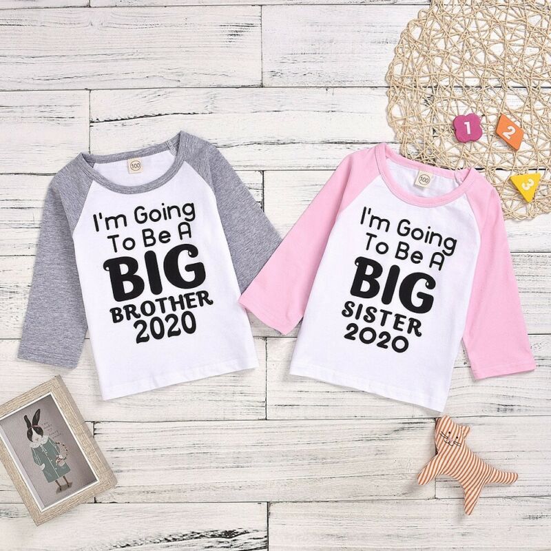 Big Brother Sister Baby Boy Girl Kids T-shirt Tops Matching Clothes Casual Soft Letter Print Long Sleeve Toddler T-Shirt