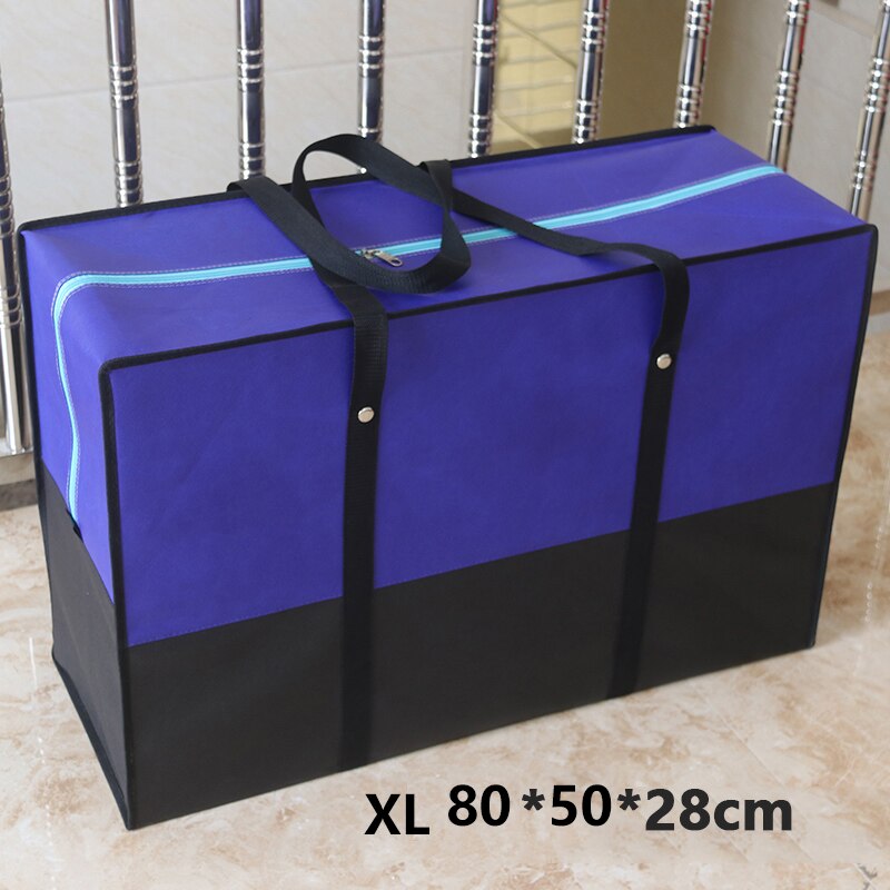 Moving house big bag waterproof canvas large capacity men's travel bag Oxford cloth quilt bag luggage packing: BLUE XL 80x50x25cm