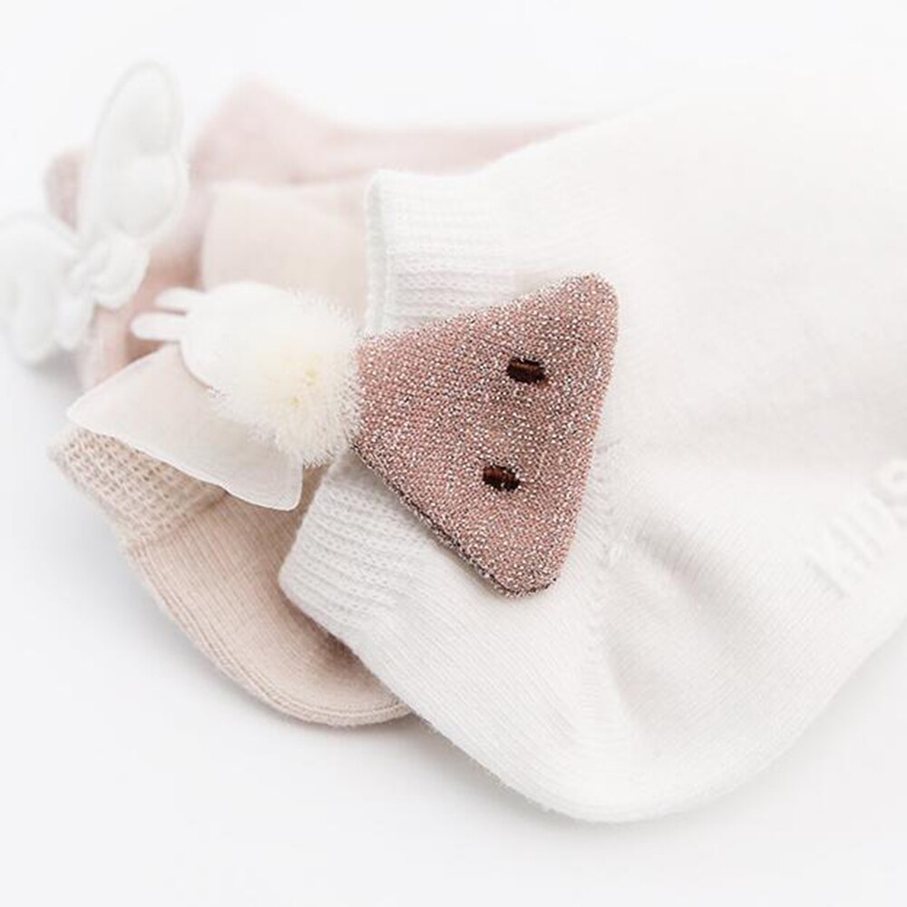 3 Paia/pacco Appena nato Del Cotone Della Caviglia Calzini E Calzettoni bambino anti-Pavimento antiscivolo Calzino Del bambino Delle Ragazze 3D Increspato Bowknot Del Merletto Del Fiore Calzini E Calzettoni principessa