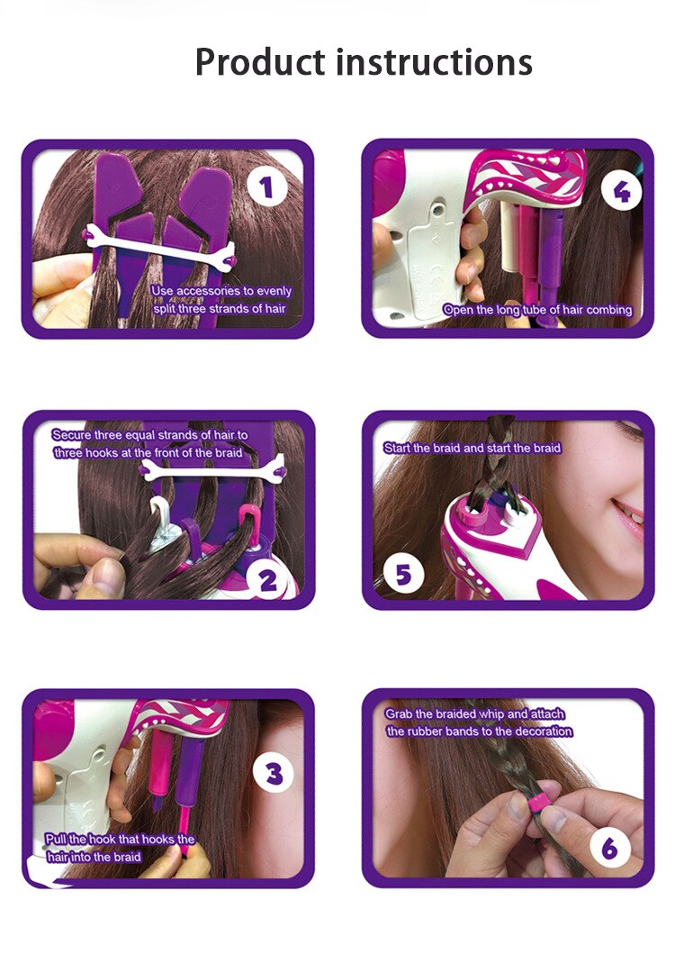 Elektrisk automatisk diy hår maskine fletning hår værktøj twist hår strikning rulle snoet xmas pige jul makeup makeup legetøj
