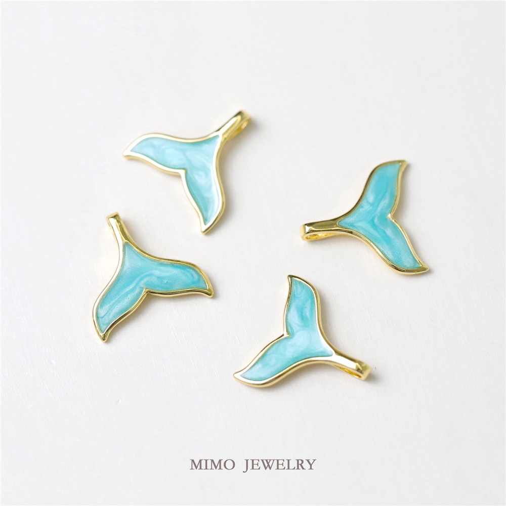 14K Vergulde Walvis Zeemeermin Staart Hanger Diy Hand Armband Sleutelbeen Ketting Oorbellen Hanger Accessoires: Imitation Rhodium Plated