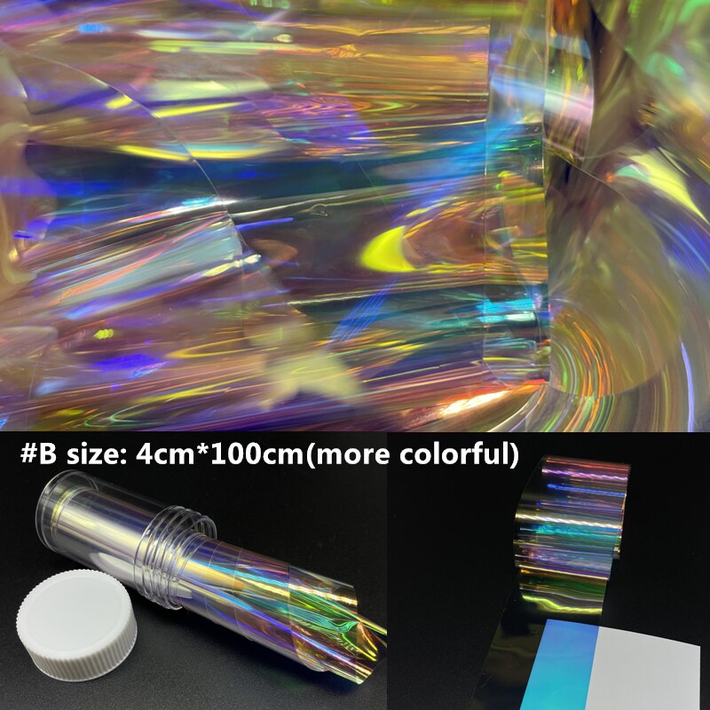Papel de celofán para decoración de manicura, lámina de vidrio Aurora de 100CM, de tendencia de uñas coreanas, cubitos de hielo: B