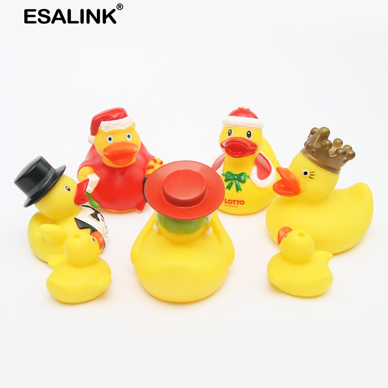 ESALINK 7Pcs 8-10CM Bad Spielzeug Rrubber Ducks Baby Bad Spielzeug 5 Große 2 Kleine Kombination Ente kinder Bad Spielzeug