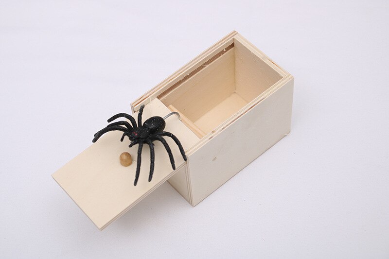 April Fool's Day Box Surprising Spider Spoof Box Scary Worm Wooden Boxes For Friends Halloween Decoration Party Club Decor: Default Title