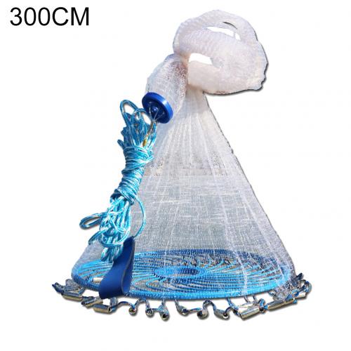 Red de lanzamiento a mano para pesca al aire libre, 240/300/360cm, malla fina, disco de trampa voladora: 300cm