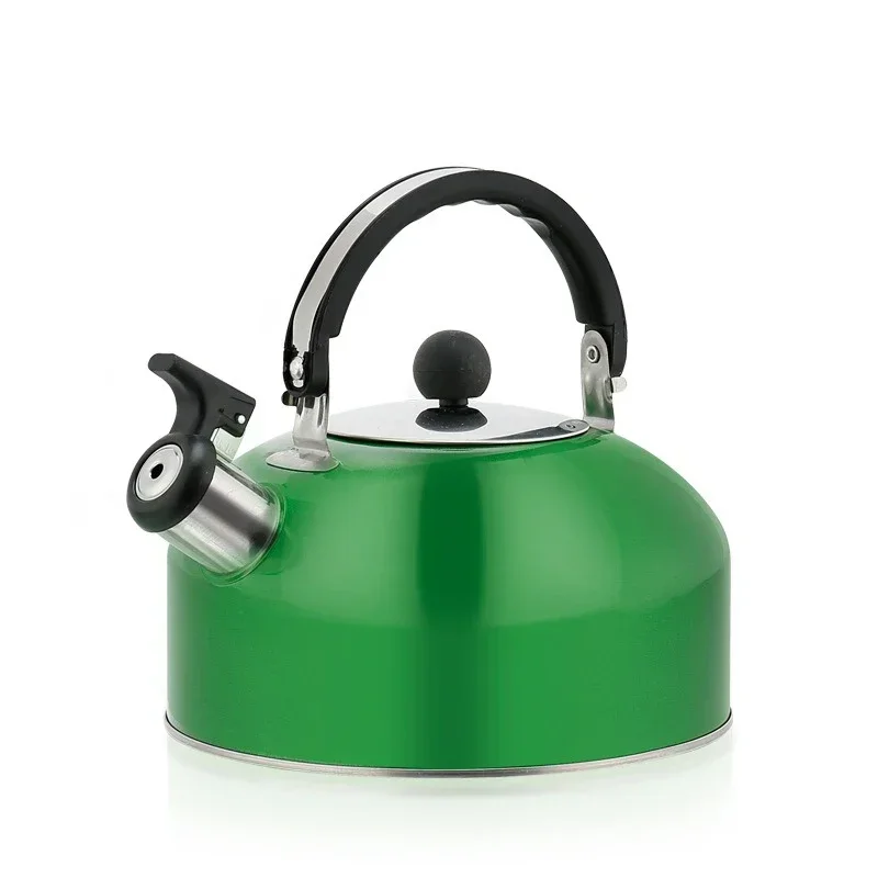 Stainless Steel Teapot Induction Cooker Heating Water Kettles Whistling Teapot for Travelling Camping Kettle Ergonomic Handle: green