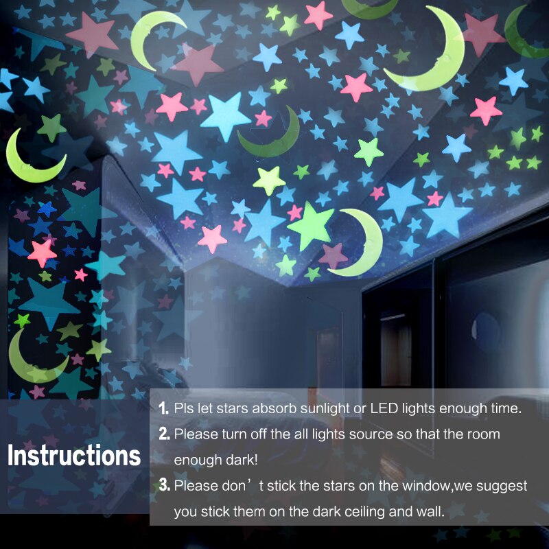 Fluorescent Luminous Kids Bedroom Storage Rooms Star Children's Glow in the Dark Toys Sticker Adhesive Sticker