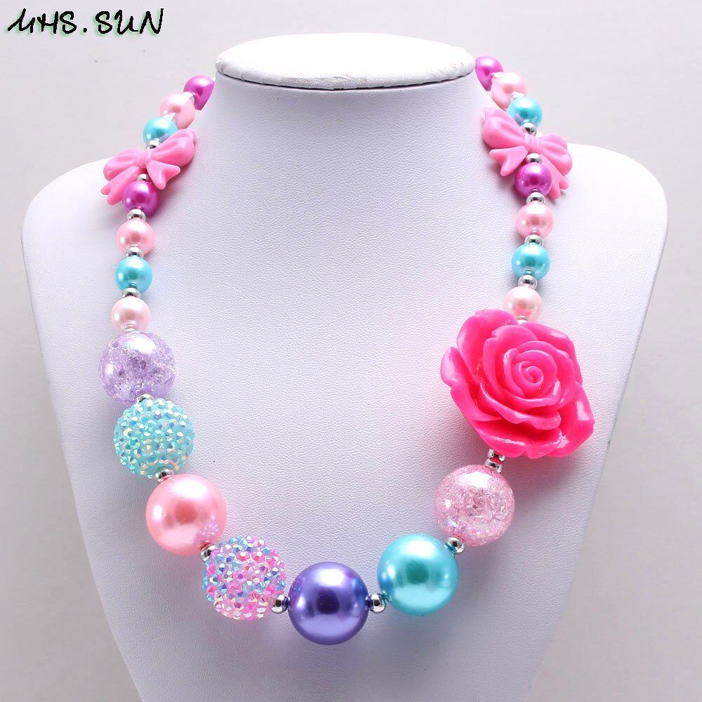 MHS.SUN-collar con cuentas de flores para niños, Gargantilla gruesa de colores, para , 1 unidad