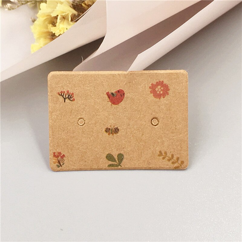 100 sztuk 2.5x3.5cm kolczyk karty opakowania stojak do kolczyków posiadacz karty karton papier typu Kraft tagi dla DIY biżuteria wyświetlacz: Kraft grass