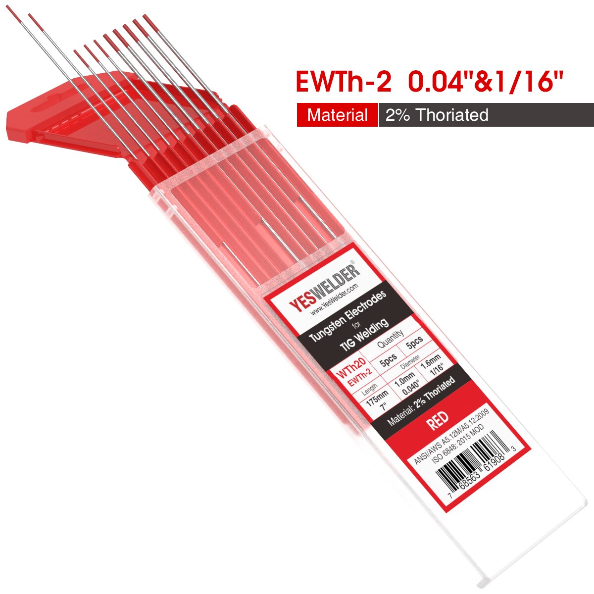 YESWELDER 175mm Tungsten Electrode Head Tungsten Needle/Wire for the TIG WSME Welding Machine: WT20-1.0-1.6