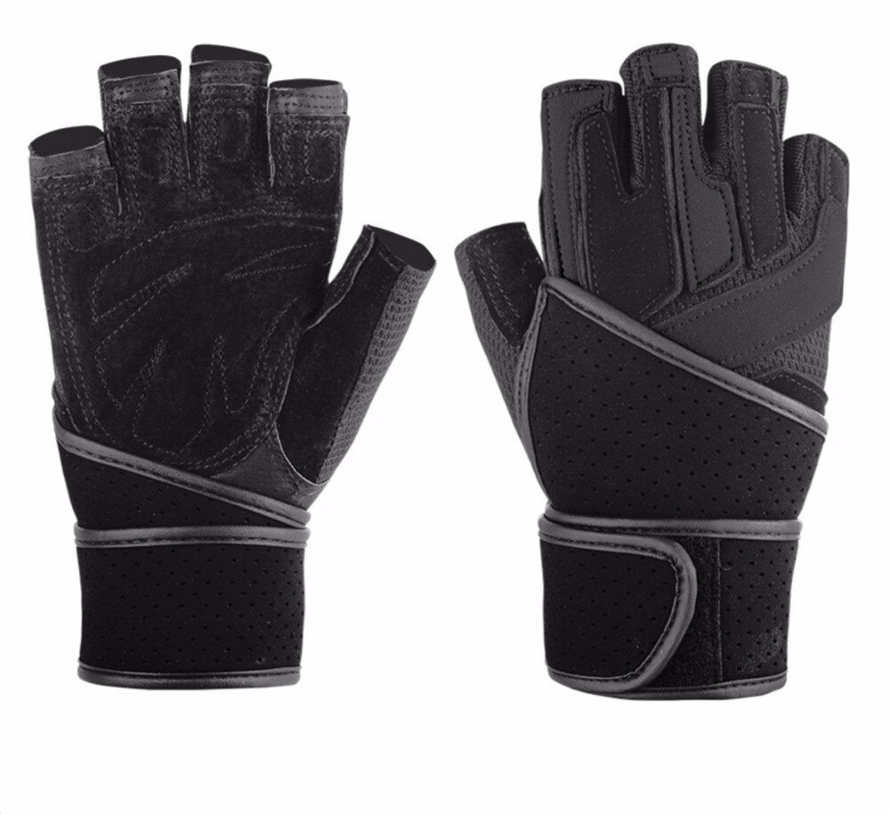 Boodun, Guante de cuero porcino para hombre, guante de levantamiento de pesas antideslizante, CrossFit, gimnasio, Fitness, cintura, mancuerna de compresión