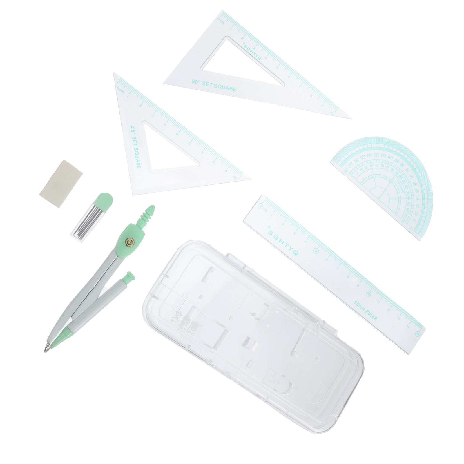 1 Set Metal Plastic Compass Tool Math Geometry Drawing Tool Student Compass Ruler (Random Color)