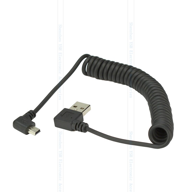 40cm usb 2.0 han til mini usb 2.0 han 90 graders vinkel, der kan trækkes op, dataladekabel