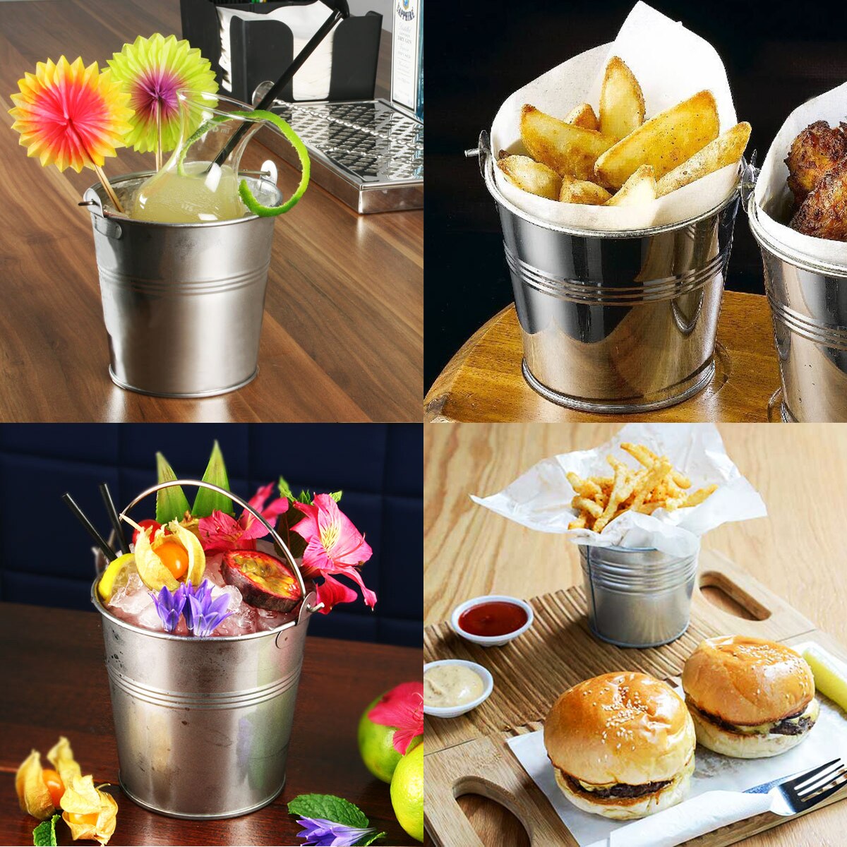 6 stk 10.5 x 7.2 x 10.5cm mini blik metal spand glasur pommes frites dåsespande