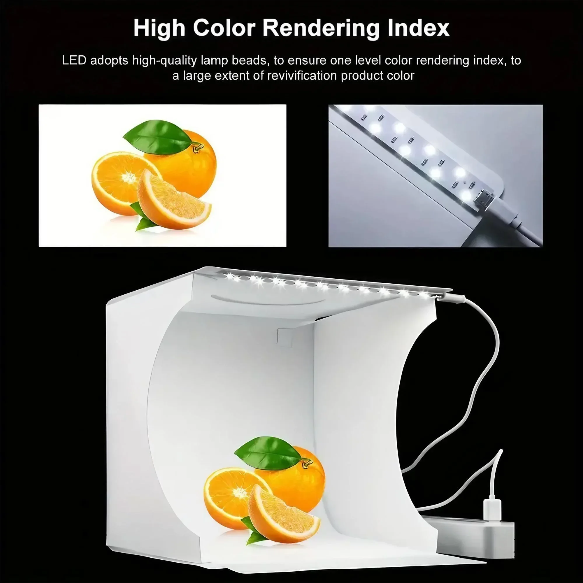 Mini Studio 20 cm tragbare faltbare Softbox LED-Lichtbox, Beleuchtung für Stillleben und Produktfotografie, 6 farbige Hintergründe