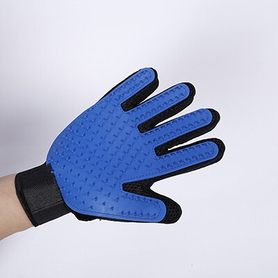 Peine cepillo de pelo para perros y mascotas, guante para limpieza de mascotas, masajeador, suministro de aseo, guante para limpieza de dedos de animales, guante para pelo de gato: Azul / left hand