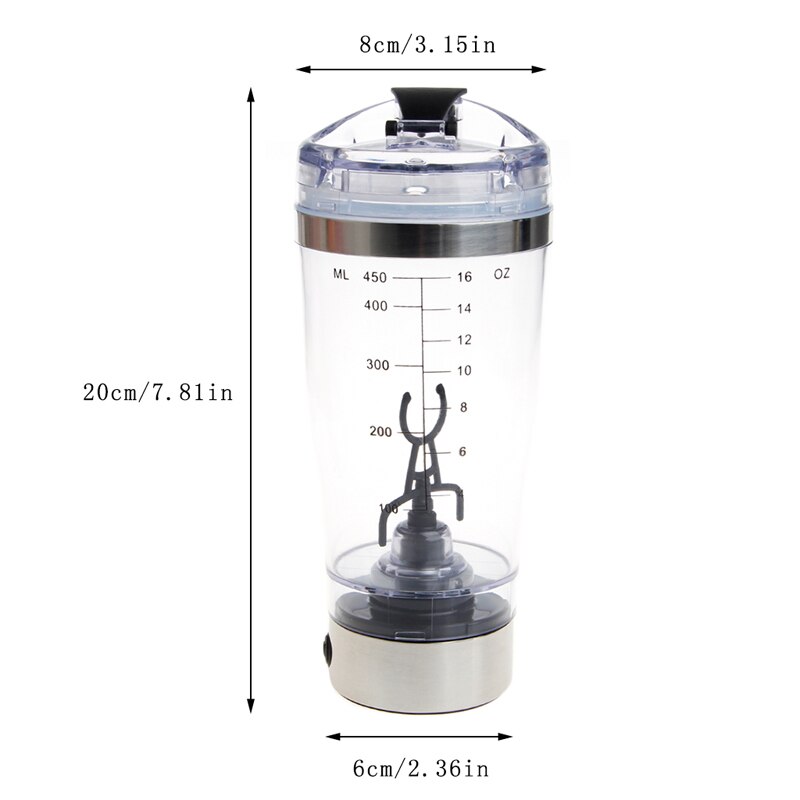 450ml BPA Protein Shaker Vortex Water Bottle Electric Automatic Mixer Smart Cup