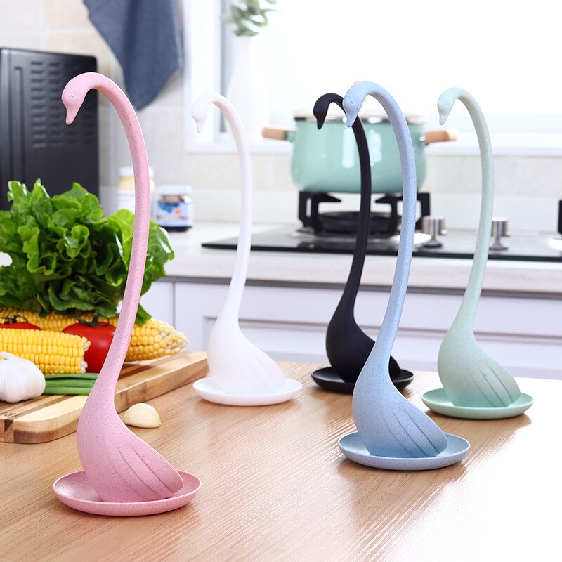 Melon Creatived Multifunction Long Handle Swan Spoon Soup Wheat Straw Tableware Dinnerware Kitchen Tools