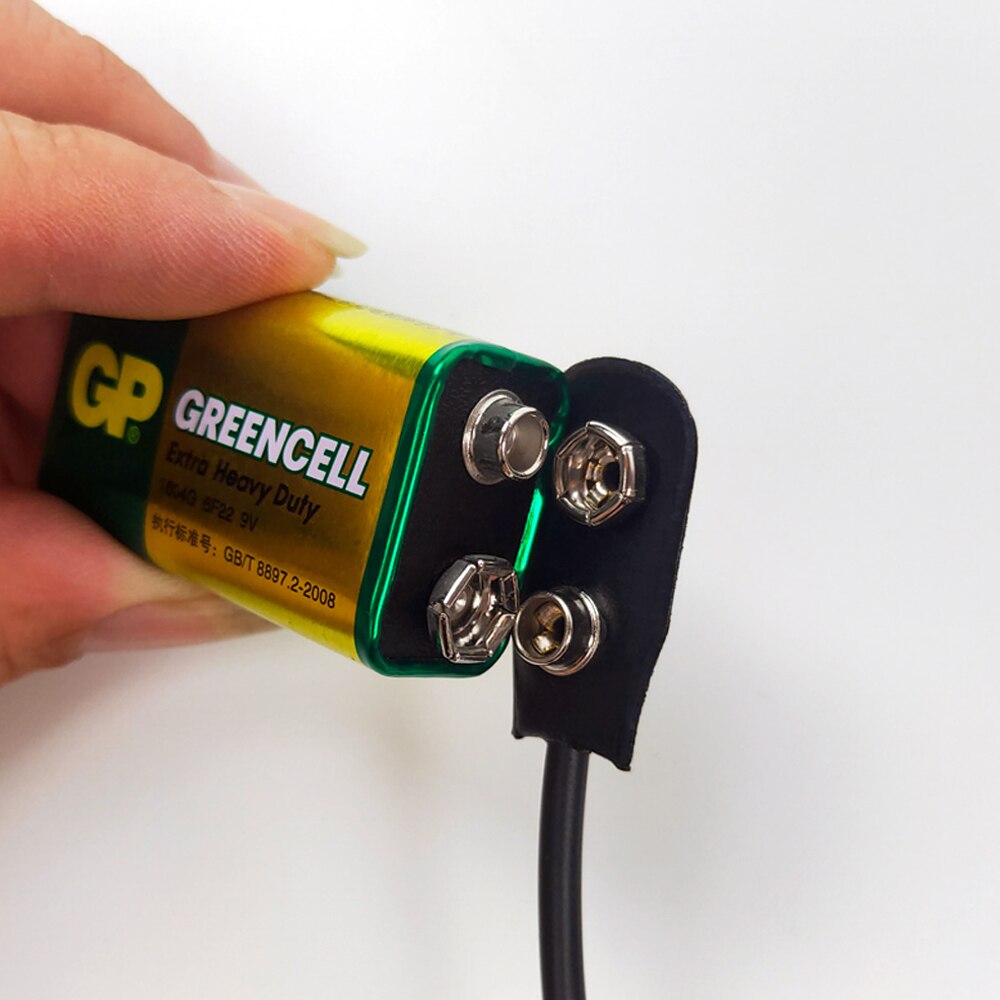 6 stk 9v batteri clip konverter strømkabler snap stik  dc 2.1 5.5mm stik til guitar effekt pedal strømforsyning kabel