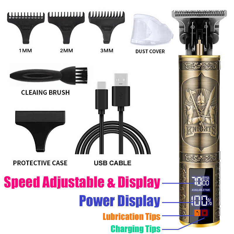 Tondeuse à cheveux électrique vintage T9, charge rapide USB, machine de découpe, rasoir portable, barbier: BLEU CIEL