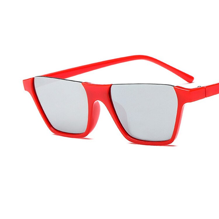 Half Frame Vrouwen Vierkante Zonnebril Mode Kleur Mannen Zonnebril Dames Clear Lens Blauw Rood Frame: c5silver