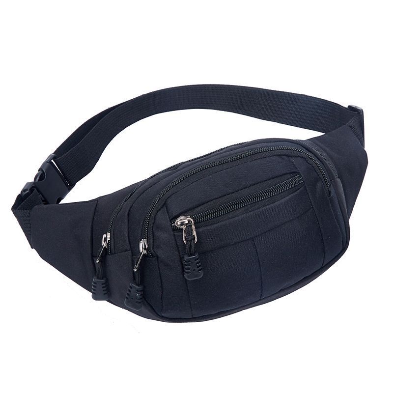 Travel Bum Bag Fanny Pack Waist Bag Zipped Outdoor Sports Shoulder Bag Pouch: Black