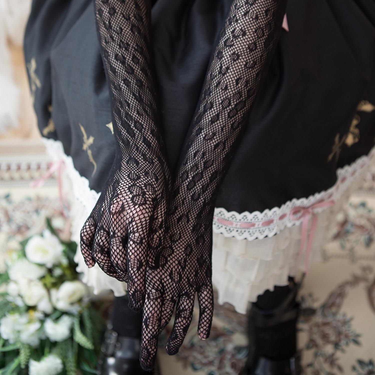 Lolita Dress Sleeve Vintage Gothic Dress Lace Dress Hand Sleeve Gloves Women Sun Proof Mesh Gloves