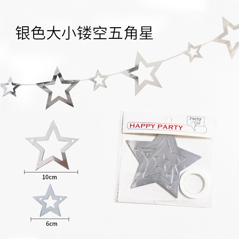 Glitter Stars Garland Banner Decoration Star Hanging Bunting Banner for Graduation Wedding Birthday Christmas Party Supplie: DARK GRAY