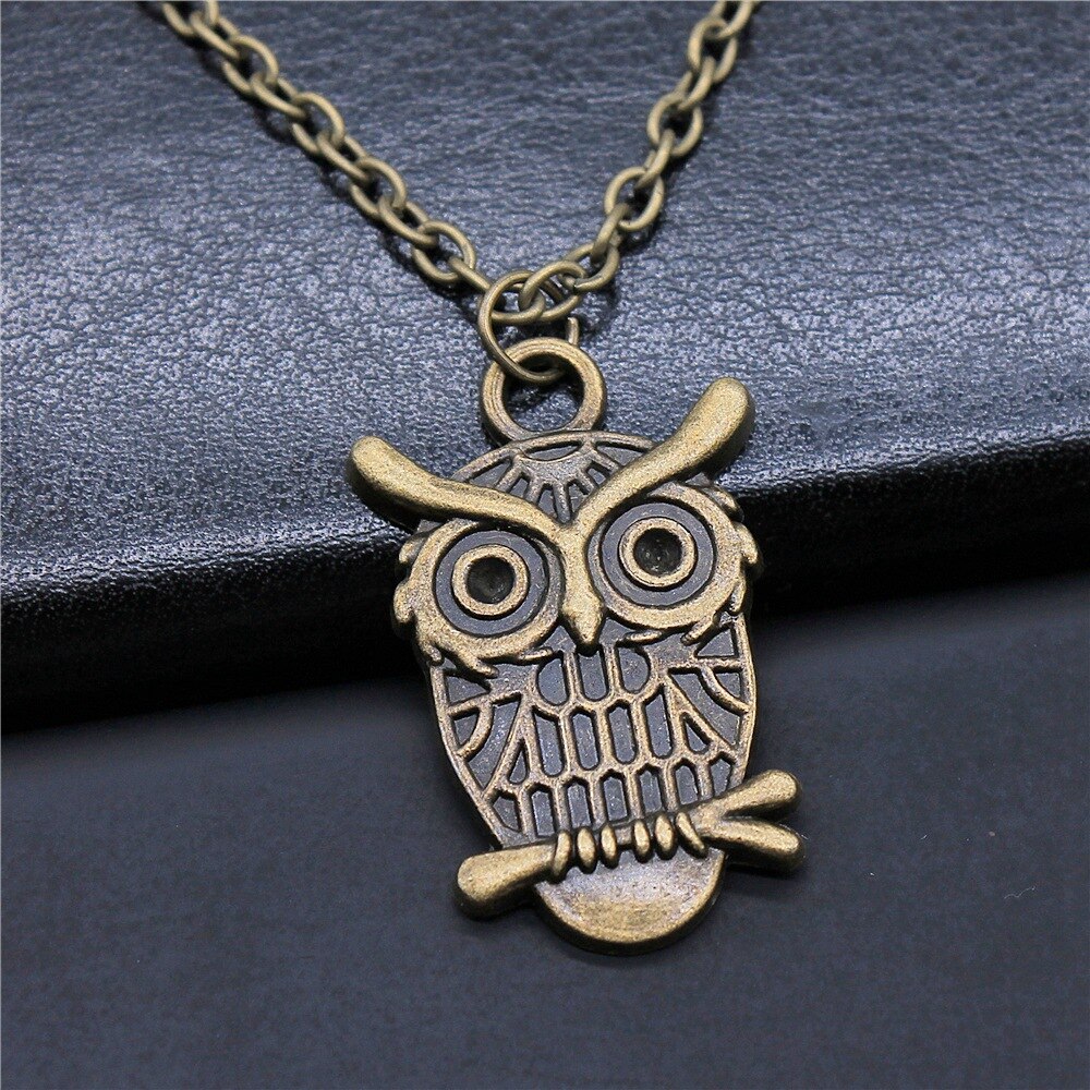 Uil Hanger Ketting Voor Vrouwen Mannen Lange Keten Ketting Creatieve Party Sieraden Accessoires: Bronze-33x21mm / 70cm