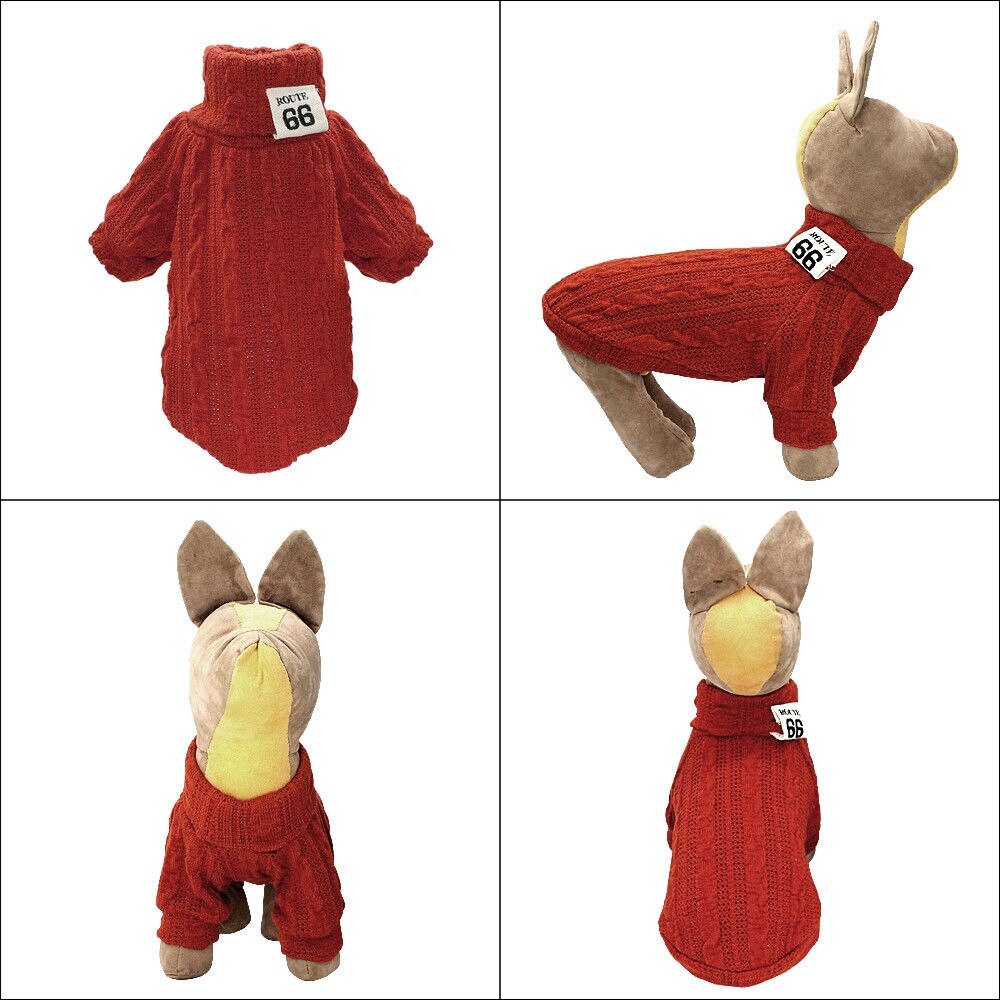Pet Dog Jumpers Coats Hand Knit Cat Puppy Chihuahua Clothes POLO Neck Sweaters