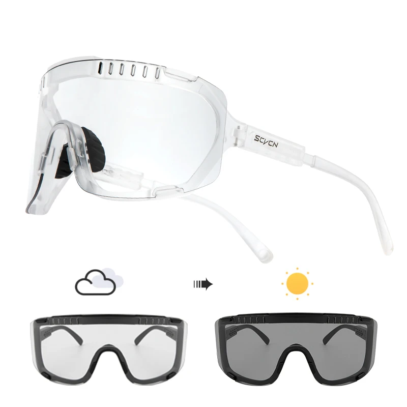 SCVCN Photochromic Sunglasses for Men Cycling Glasses Mountain Bike Road Bicycle Eyewear Pock Cycle Goggles UV400 MTB Biking: Orange