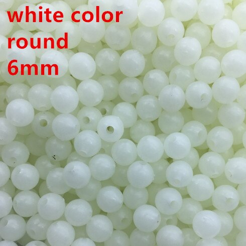 Rompin 100 stk/parti lysende perler fiskeplads bønner runde flydebolde prop lyskugler havfiskegrej lokketilbehør: Hvid runde 6mm