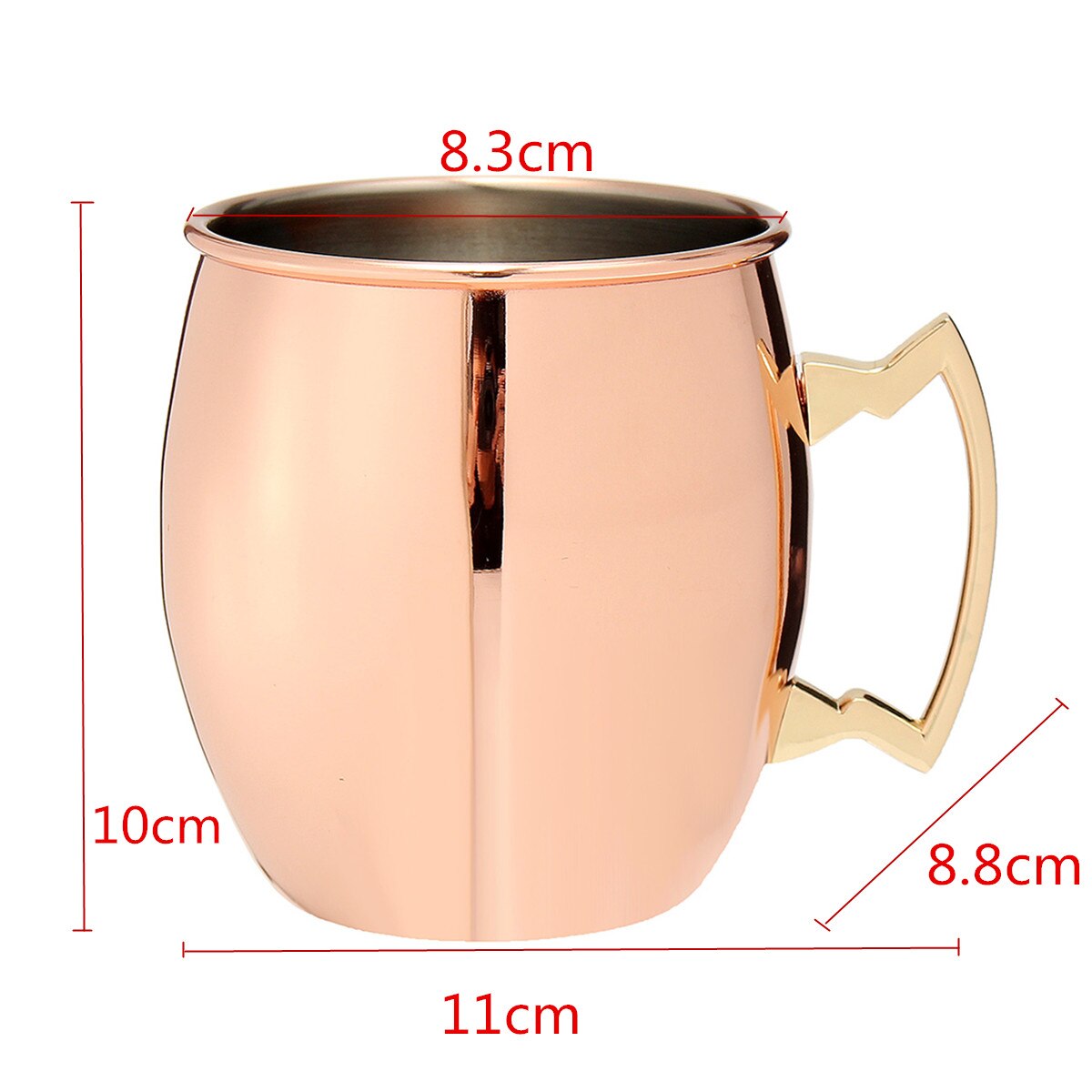 Taza de cobre de 530ml para cóctel, vaso de cóctel de mula de Moscú, taza de cobre de acero inoxidable de 18 onzas para cerveza helada, té y whisky, 4 Uds.