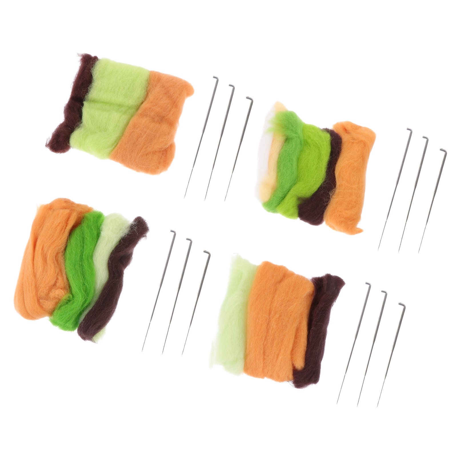 4 Sets of Needle Felting Kits DIY Wool Felting Kits Desktop Decor Needlework Accessories: Green 2