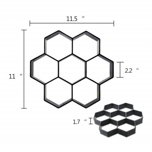 Moule de chemin de jardin, marche, pavage, bricolage, pelouse, route, béton, ciment, brique, pierre: A Style Hexagon