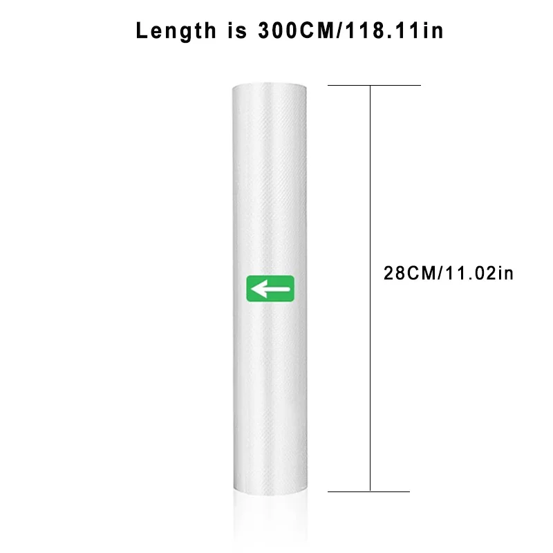 1 Rol 300Cm Vacuüm Seal Zakken Voor Voedsel, Voedsel Spaarzakken Rollen, Huishoudelijke Vacuüm Verpakking Zak, Vacuüm Sealer, Vacuüm Opslag Zakken: Zilvergrijs