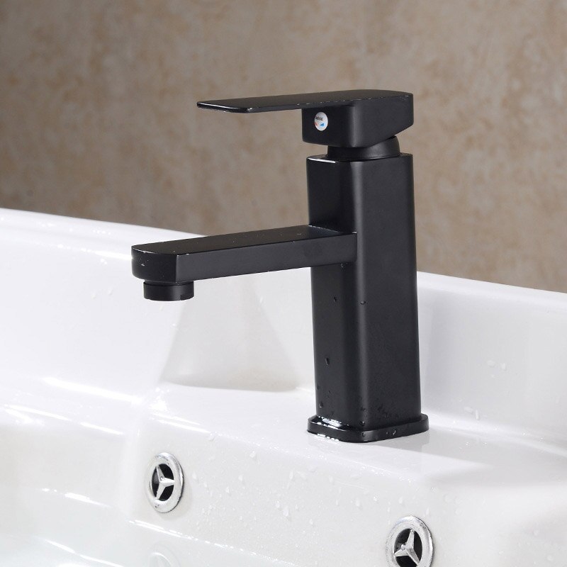 Sort håndvask vandhane zinklegering firkantet enkelt hul og koldvaskarmatur dnj 998