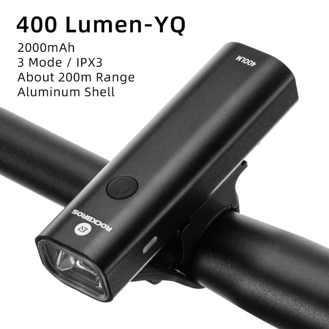 ROCKBROS-Luz LED delantera y trasera para bicicleta, faro trasero para ciclismo de montaña, con USB, 400/800/1000LM: YQ-QD400LM Lumen