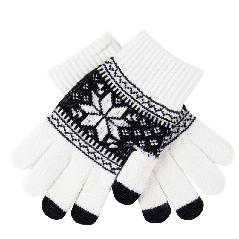 Warme Winter Handschuhe Strick berühren Handschuhe Männer Frauen Handschuhe Touchscreen Handschuh verrotten Weiß Rosa: Weiß