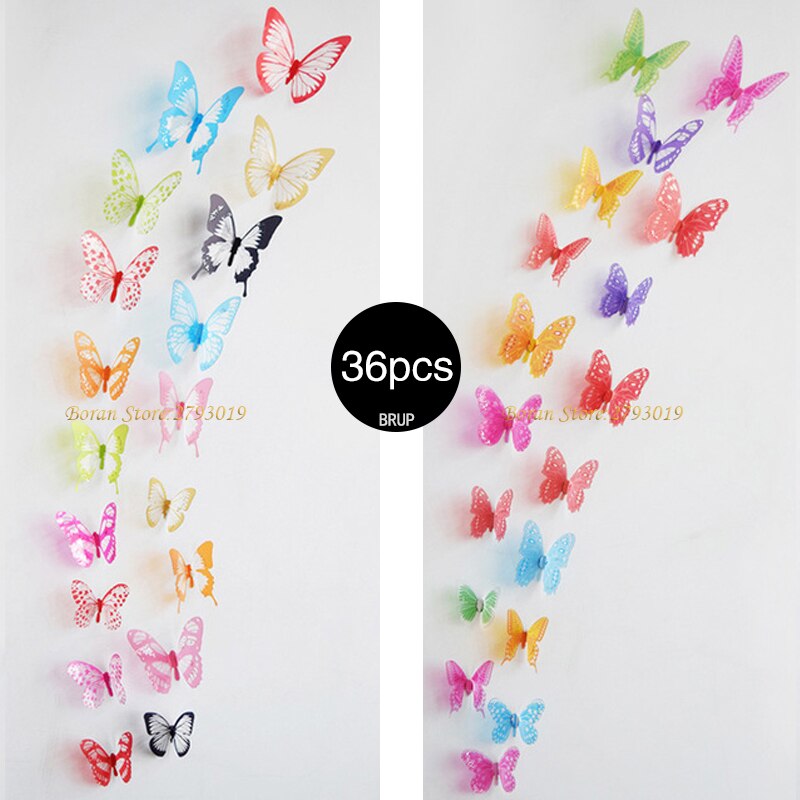 Juego de pegatinas de PVC para pared, adhesivos decorativos impermeables de mariposas en blanco y negro para decoración de bodas y fiestas, artístico, 36 unids/set: 102 and 103