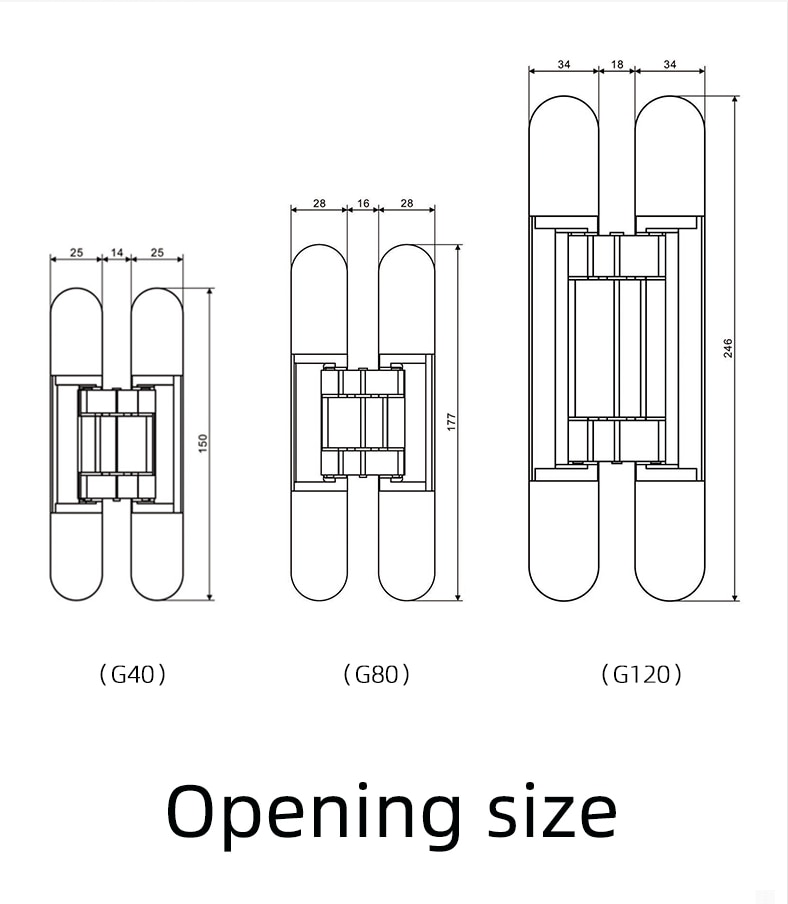 40KG/80KG/120KG cerniera a scomparsa nascosta per porte in legno cerniera per mobili a scomparsa