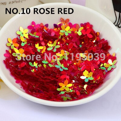 50G Pvc Bloem Pailletten Pruimenbloesem 10Mm Met 1 Center Hole Cup Losse Paillette: Transparent Red