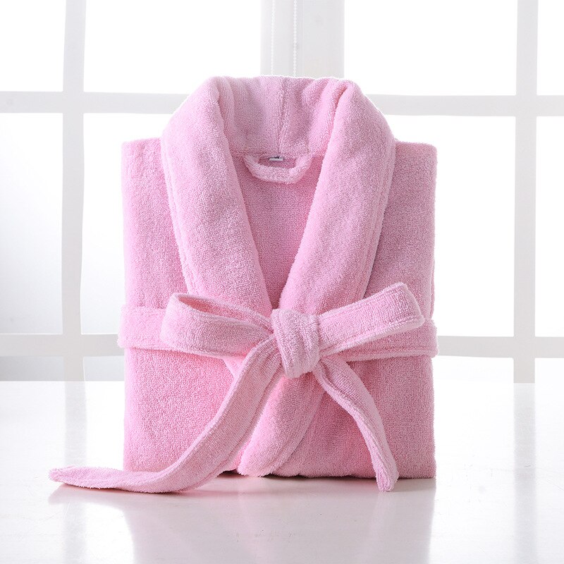 Couples' cotton terry towel rapid water absorption quick-drying five-star hotel robes men's & women's bath robes terry bathrobes: Pink / M