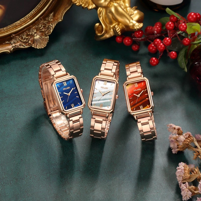 Reloj de pulsera cuadrado verde clásico para mujer, reloj de pulsera pequeño Retro, reloj de cuarzo informal para mujer