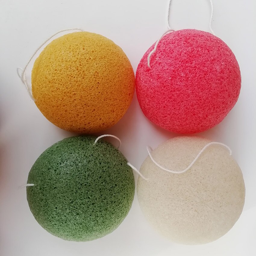 ShinBay 2pcs Natural Konjac Sponge for Washing Face Round konjac konnyaku sponge Facial Cleansing Exfoliator Bathing Puff