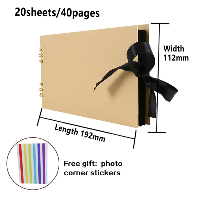 80 Pages DIY Craft Photo Albums for Mate Paper Scrapbooking Picture Album Wedding Birthday Anniversary Photos for Boyfriend: Cowhide 20 sheets
