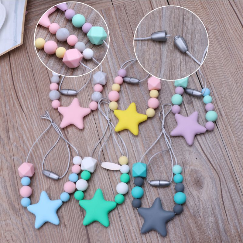 1PC Silicone collier de dentition avec des perles à mâcher pour bébé dents BPA gratuit maman soins infirmiers collier infantile jouet