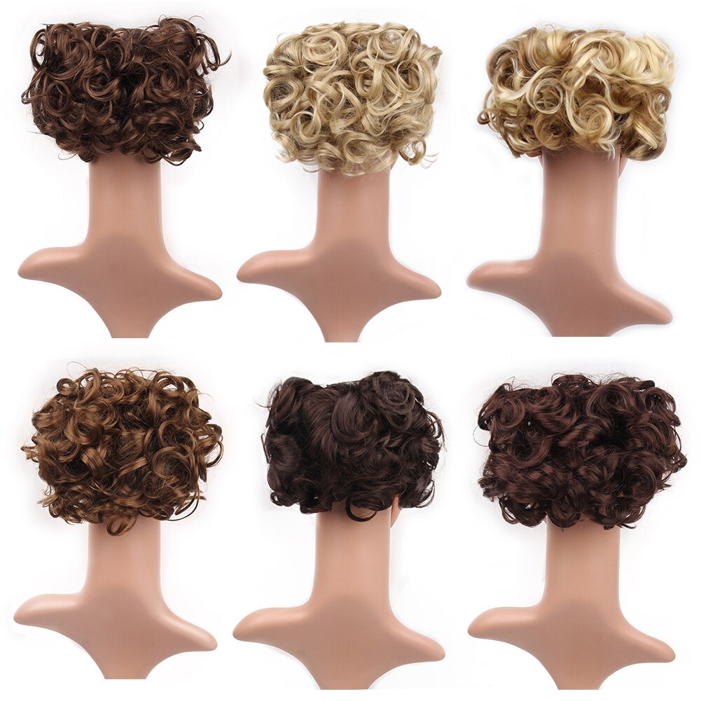 Scrunchie Wrap Messy Short Ponytail Extension Curly Wave Clip Hair Bun Chignon