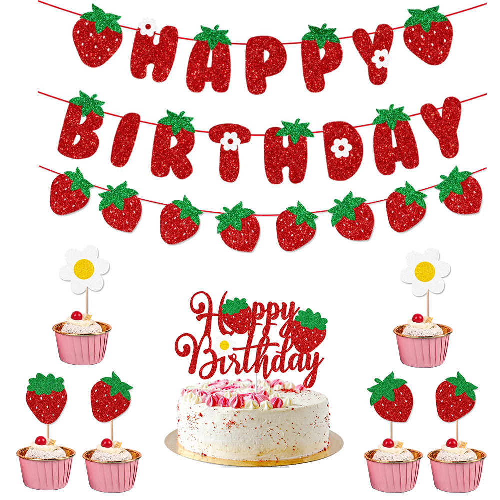 Strawberry party plates cups napkin tablecloth supplies baby shower kids girls birthday supplies Strawberry birthday Party Decor